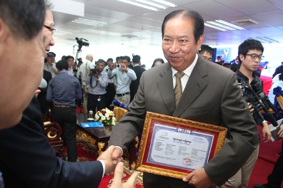 Ông Ek Sonn Chan - Tổng giám đốc PPWSA tại buổi lễ khai trương Sở GDCK Campuchia