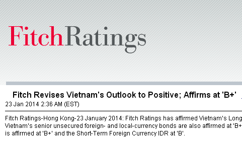 Fitch Revises Vietnam's Outlook to Positive; Affirms at 'B+'