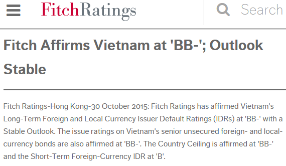 Fitch Affirms Vietnam at 'BB-'; Outlook Stable