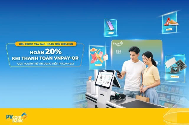 Cashback offer of 20% for VNPAY-QR payments using PVcomBank credit cards